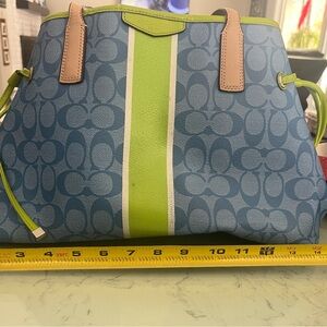 Coach Blue and Green Tote Bag 19” wide